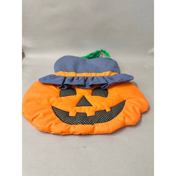 Vintage Halloween orange with polka dots Jack-o'-lantern quilted wall hanging - Picture 11 of 16